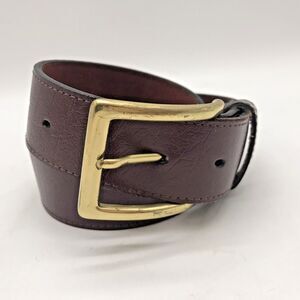 Brown Cowhide Smooth Leather Dress Belt Men's 36  1.5" W - 41 " L  Brass Buckle